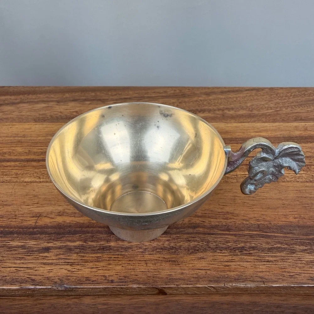Vintage Brass Dragon Teapot Set with 2‎ Cups Ornate Relief Asian Style Decor